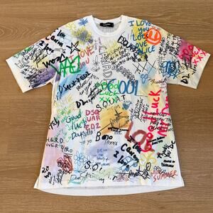 DSquared2 Writing Smoke Graffiti T-shirt Size M in White Multi